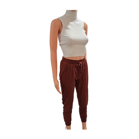 Rachel Zoe Brown Track Pants with Tapered Leg and Elastic Cuffs (New) - Picture 5 of 11